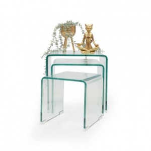 Mesitas auxiliares de cristal curvado tipo nido MURANO 3