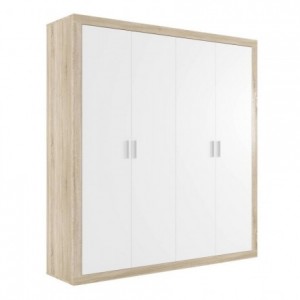 Armario de cuatro puertas COIMBRA color cambrian y blanco o pina y trufle de 208x196x49 cm